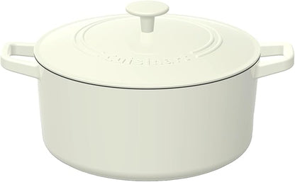 Cuisinart Chef's Classic Enameled Cast Iron Dutch Oven with Lid, Porcelain Enameled Interior, Oven Safe, Induction Compatible, 5-Quart, Round, Cream