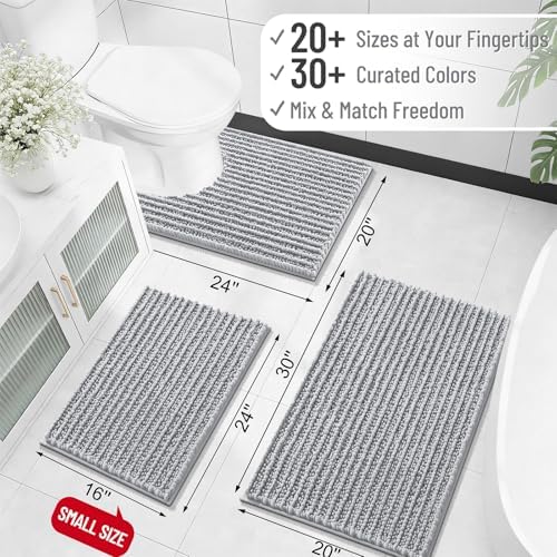 OLANLY Bathroom Rugs 44x24, Thick Soft Absorbent Chenille Bath Rugs