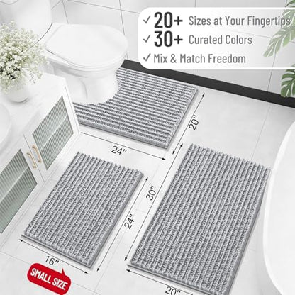 OLANLY Large Bathroom Rugs 70x46, Thick Soft Absorbent Chenille Bath Rugs