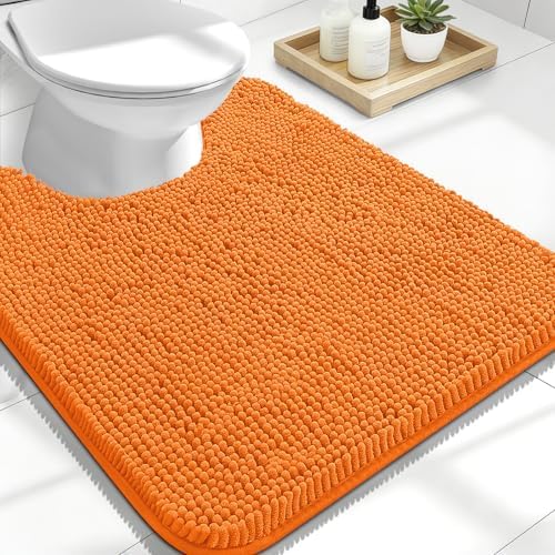 OLANLY Toilet Rugs U-Shaped 24x20, Soft Absorbent Chenille Contour Rugs