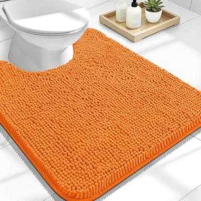 OLANLY Toilet Rugs U-Shaped 24x20, Soft Absorbent Chenille Contour Rugs