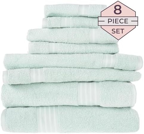 Lavish Home Bathroom Towels Set, Bathroom Essentials, Seafoam, Set of 8