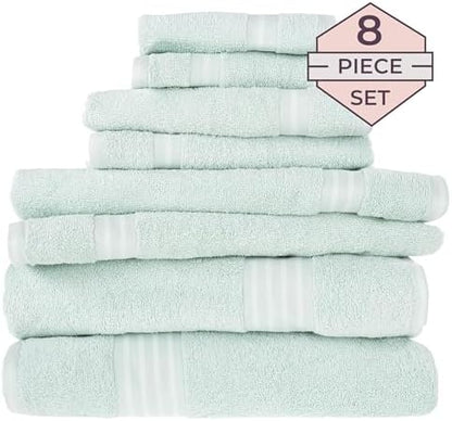 Lavish Home Bathroom Towels Set, Bathroom Essentials, Seafoam, Set of 8