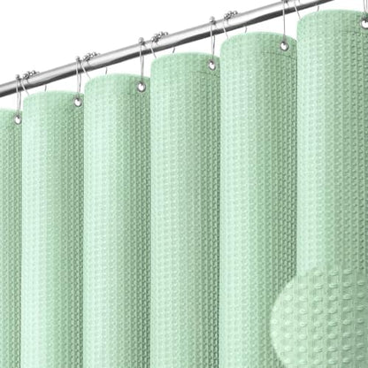 Dynamene Waffle Shower Curtain 256 GSM Heavy Duty Fabric 72" x72 Mint Green