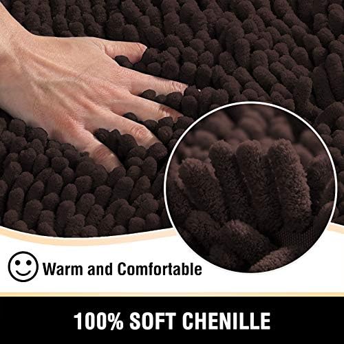 H.VERSAILTEX Bathroom Rugs Bath Mats Non Slip Luxury Chenille Bathroom Runner Rug 24x47 Extra Soft and Absorbent Shaggy Rugs Dry Fast Plush Area Carpet Mats for Bath Room, Tub - Chocolate