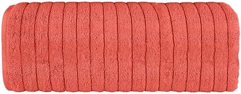Elegant Comfort 100% Turkish Cotton Corduroy Ribbed Luxury Jumbo Bath Towel Ultra Soft - 35 x 70 Inch - Luxury Spa Premium Hotel Quality Highly Absorbent and Quick Dry Large Bath Towel, Coral
