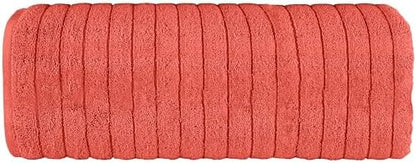 Elegant Comfort 100% Turkish Cotton Corduroy Ribbed Luxury Jumbo Bath Towel Ultra Soft - 35 x 70 Inch - Luxury Spa Premium Hotel Quality Highly Absorbent and Quick Dry Large Bath Towel, Coral