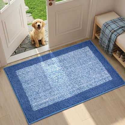 36x24 Large Bathroom Rugs Non Slip Washable, Soft Absorbent Bath Mat Blue