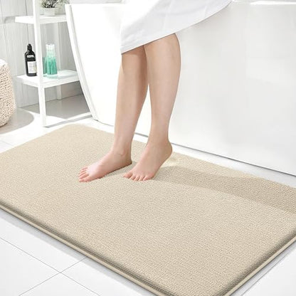 OLANLY Memory Foam Bathroom Runner Rug 44x24, Absorbent Long Bath Mat, Sand