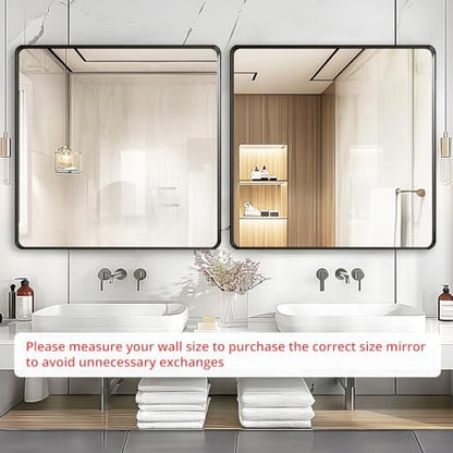 Black Bathroom Vanity Mirror Over Sink 36x36, Big Wall Square Mirror