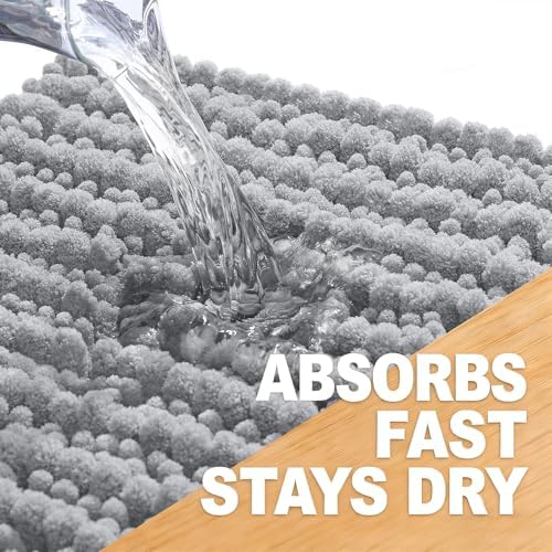 OLANLY Bathroom Rugs 44x24, Thick Soft Absorbent Chenille Bath Rugs