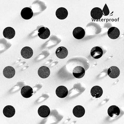 Polka Dots Shower Curtain, Black White Waterproof Fabric Shower Curtain for Bathroom with Modern Abstract Geometric Circle Bath Curtain Decor with Hooks, Machine Washable, 72''Wx72''L