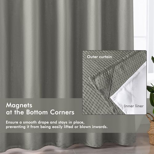 Mrs Awesome No Hook Gray Shower Curtain with Snap-in Fabric Liner 71x74