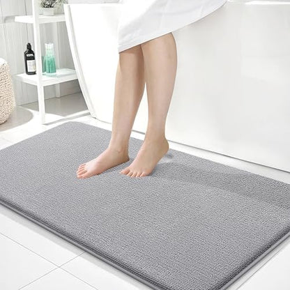 OLANLY Memory Foam Bathroom Runner Rug 40x24, Absorbent Long Bath Mat, Grey