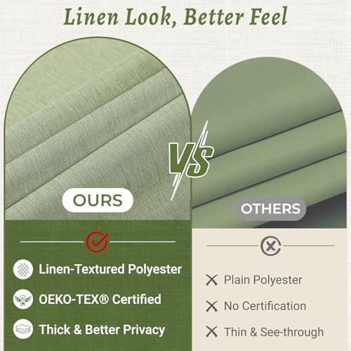 WONICY No Hook Shower Curtain with Snap-in Liner, Sage Green, 71 x 74