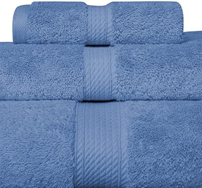 SUPERIOR Egyptian Cotton Ultra Plush & Absorbent, 3 Piece Set, Denim Blue