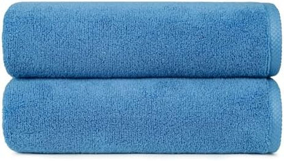 Amazon Basics 2-Piece Quick-Dry Oversize Bath Towel, 100% Cotton, 54" x 30", Lake Blue