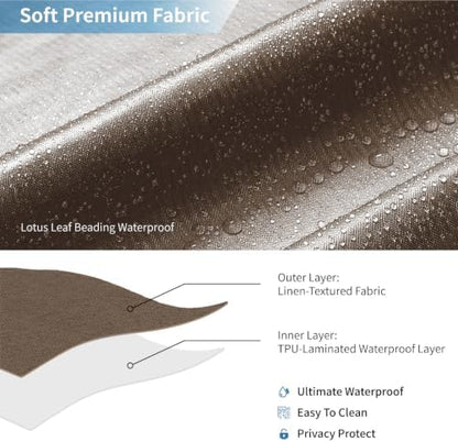 Waterproof Fabric Shower Curtain,No Liner Needed,72x72,Brown