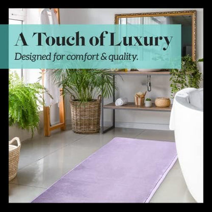 Memory Foam Bath Mat Non Slip Absorbent Super Cozy Velvet Bathroom Rug Carpet (17 inches X 24 inches, Lavender)