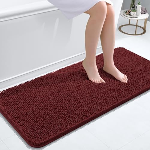 OLANLY Bathroom Runner Rugs 47x20, Extra Soft Absorbent Chenille Bath Rugs