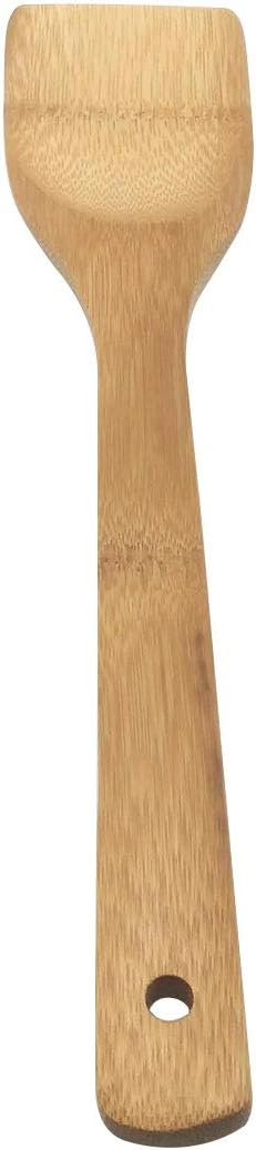 11.8-Inch Natural Wood Turners Bamboo Utensil Kitchen Wooden Cooking Tools Spoon Spatula Cooking, Stir Fry and Mixing, essential Tools (Straight line)