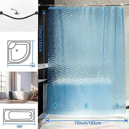 Bostofy Waterproof Shower Curtain Liner EVA Thick Shower Curtain with Heavy Duty 3 Bottom Magnets, Shower Liner for Shower Stall, Bathtubs, 3D Pebble Pattern, 72 x 72,12 Hooks