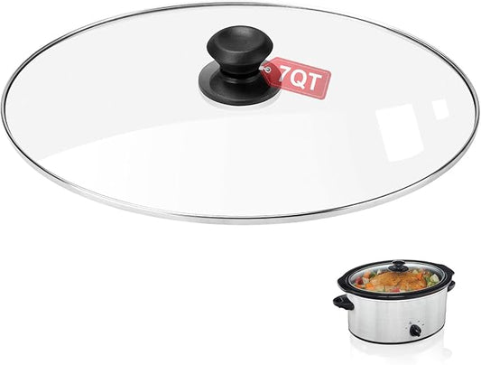 Oval Glass Crock Pot Lid 7 Quart Replacement for Oval lid Crock Pot Slow Cooker SCV700SS and for Hamilton Beach Slow Cooker Lids Replacement 7 Quart 33474G.