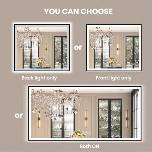 Amorho 24"x36" LED Bathroom Mirror, Frontlit&Backlit, Controlled Separately