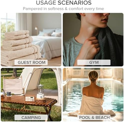 Comfort Spaces 4 Pc Bath Sheet Set 30x60, 100% Cotton 400GSM, White
