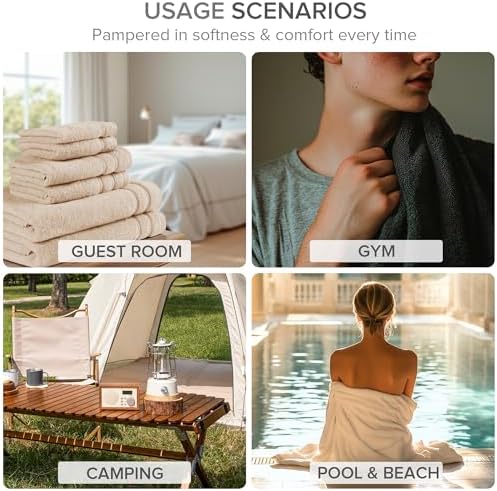 Comfort Spaces 6 Pc Towel Set, 100% Cotton Zero Twist, White