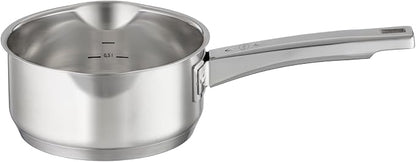 RÖSLE EXPERTISO 4-Piece Pot Set, Universal Pot Set with 3 Pots and 1 Saucepan, 18/10 Stainless Steel, Glass Lids, Scale on Inside, Suitable for Induction Cookers, Dishwasher Safe