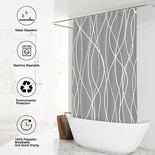 Striped Shower Curtain for Bathroom, Charcoal Grey, 72" W x 72" L