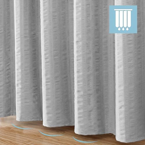 Aiyufeng Moga Light Gray Shower Curtain - 3D Embossed Cloth Shower Curtain for Bathroom, Hotel Luxury Gray Bathroom Curtains, Machine Washable, Standard Size 72Wx78H