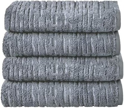 SKL Home CloudSoft 100% Cotton Luxury 4-Piece Bath Towel Set, Smoke Blue