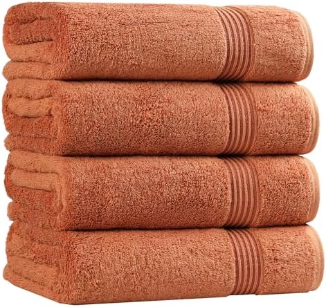 SUPERIOR Egyptian Cotton Bath Towel Set, Towels for Home Bathroom, Master Bath, Decor Essentials, Quick Dry, Absorbent, Large Body Towels, Spa, Hotel, Resort, Adult, Kids, Set of 4, Caramel Brown