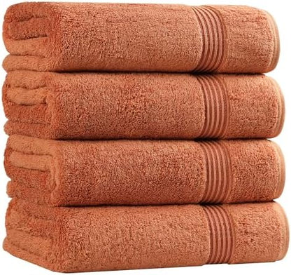 SUPERIOR Egyptian Cotton Bath Towel Set, Towels for Home Bathroom, Master Bath, Decor Essentials, Quick Dry, Absorbent, Large Body Towels, Spa, Hotel, Resort, Adult, Kids, Set of 4, Caramel Brown