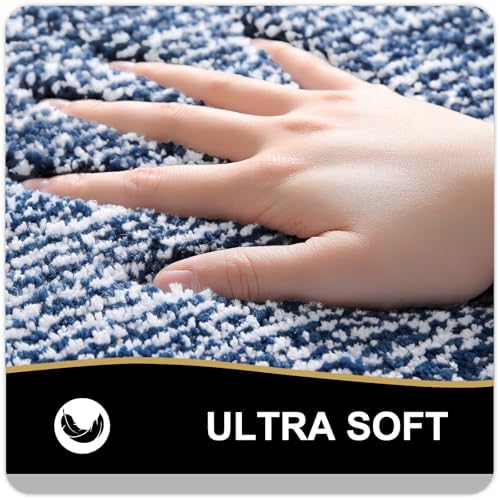 OLANLY Bathroom Rugs 36x24, Soft Absorbent Microfiber Bath Rugs, Navy