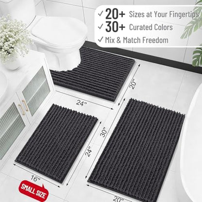 OLANLY Large Bathroom Rugs 59x35, Thick Soft Absorbent Chenille Bath Rugs