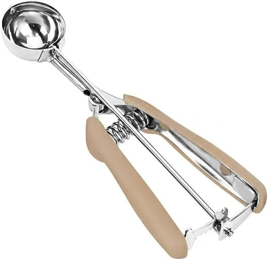 Ice Cream Scoop, 18/8 Stainless Steel Cookie Scoop, Cookie Scoops for Baking, 1.5 Tbsp/ 23ml/ 0.7 oz Cookie Dough Scoop, Ice Cream Scooper with Trigger Release, Cookie Scooper for Baking (#50 Brown)