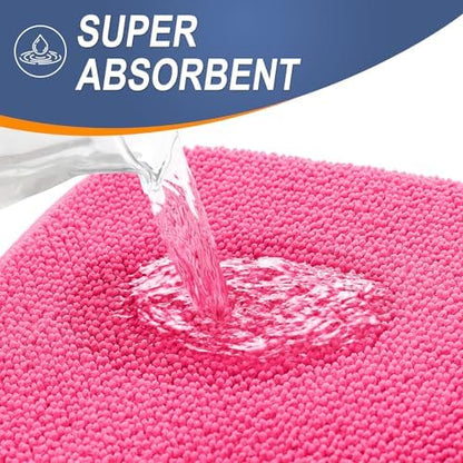 OLANLY Thick Memory Foam Bathroom Rugs 36x24, Absorbent Bath Mat, Hot Pink