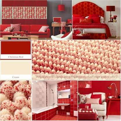 BSICPRO Bathroom Rugs, 17x24 Chenille Bath Mats, Christmas Red