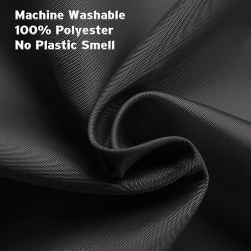 Titanker Fabric Shower Curtain Liner Washable with 2 Magnets, 70 x 72 Inches, Waterproof, Soft Fabric, Lightweight Polyester, Black