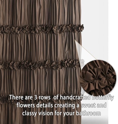 Homechoice Decor Victorian Chocolate Ruffle Shower Curtain 72" W x 72" H