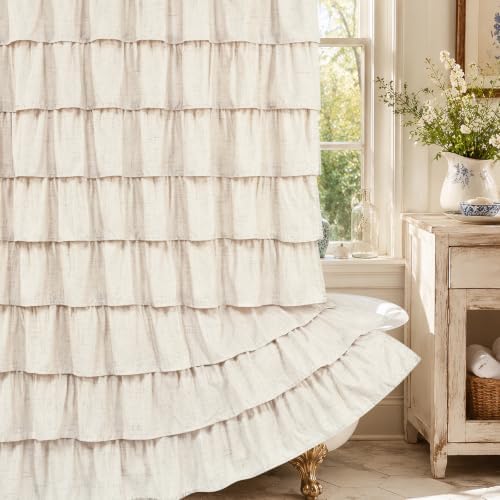 Farmhouse Shower Curtains for Bathroom, Ruffle Shower Curtain, 72"Wx72"L