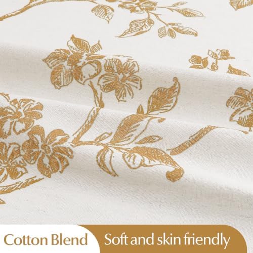 MitoVilla Long Shower Curtain Set 72 x 78, Cotton Floral Cottagecore Spring Shower Curtains for Bathroom, Modern Farmhouse Country Plant Leaves Bathroom Décor