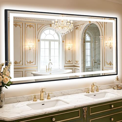 LED Bathroom Mirror with Light, 30x55 Vanity Mirror for Wall with Frame
