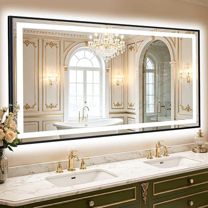 LED Bathroom Mirror with Light, 30x55 Vanity Mirror for Wall with Frame