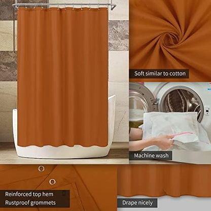 ALYVIA SPRING Extra Long Fabric Shower Curtain or Liner Burnt Orange, 72x84