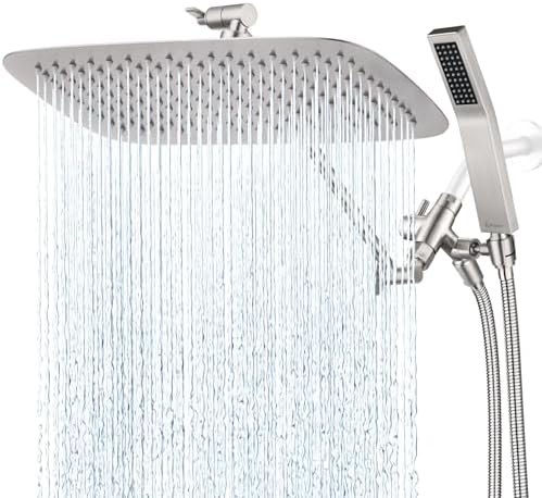 G-Promise All Metal 14" Rain Shower Head with Handheld for Bathroom Upgrade