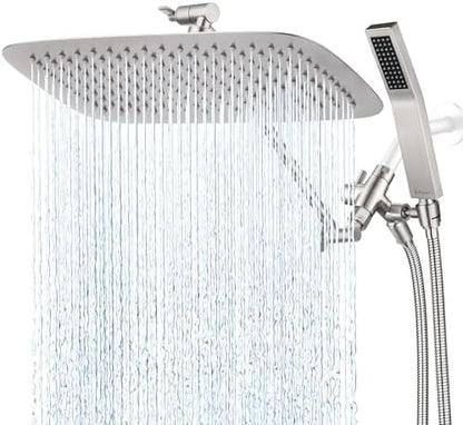 G-Promise All Metal 14" Rain Shower Head with Handheld for Bathroom Upgrade